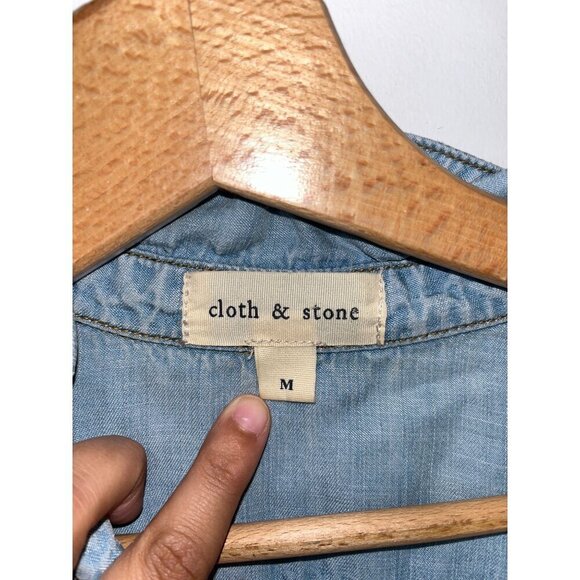 Anthropologie Cloth & Stone Womens Medium Blue Ombre Button-Up Shirt Size Large - Picture 3 of 8